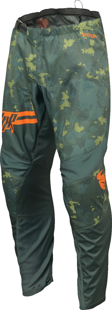 Thor Youth Sector DIGI Pants Camo Green Orange Size 18 - Youth off-road pants in camo green/orange, size 18 - Click Image to Close