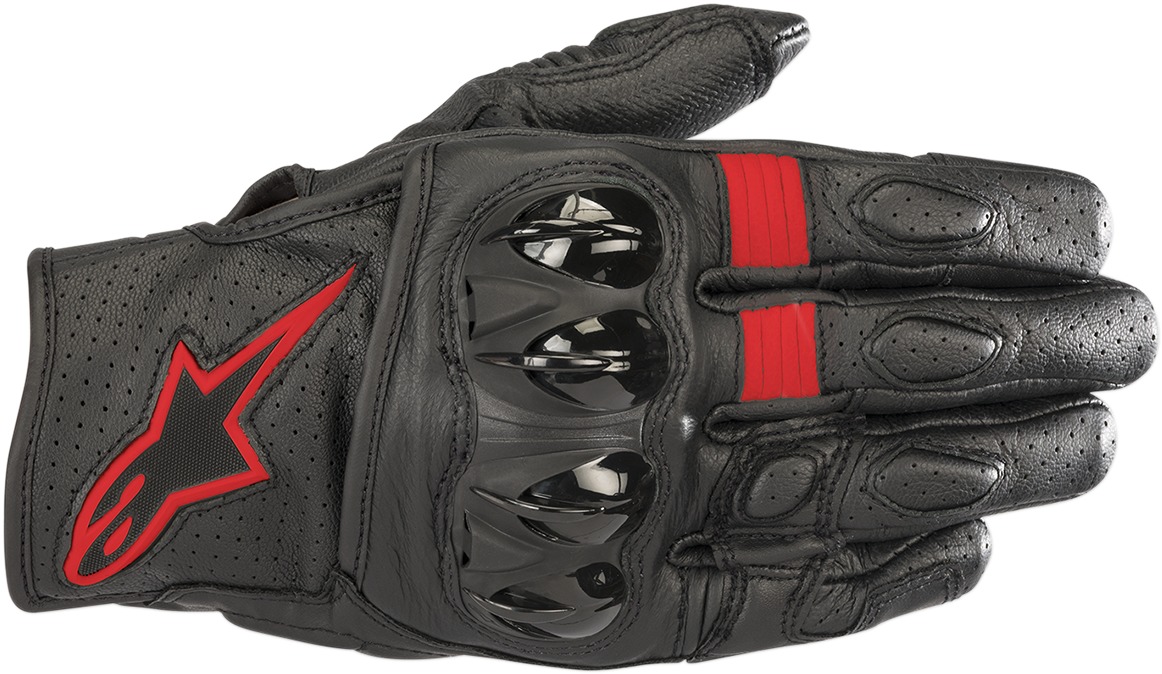 Celer V2 Leather Motorcycle Gloves Black/Red 3X-Large - Click Image to Close