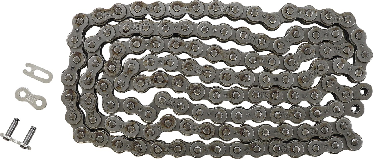 JT Chains 520HDS 124-Link Raw Drive Chain - Super heavy-duty 520 chain, clip master link - Click Image to Close