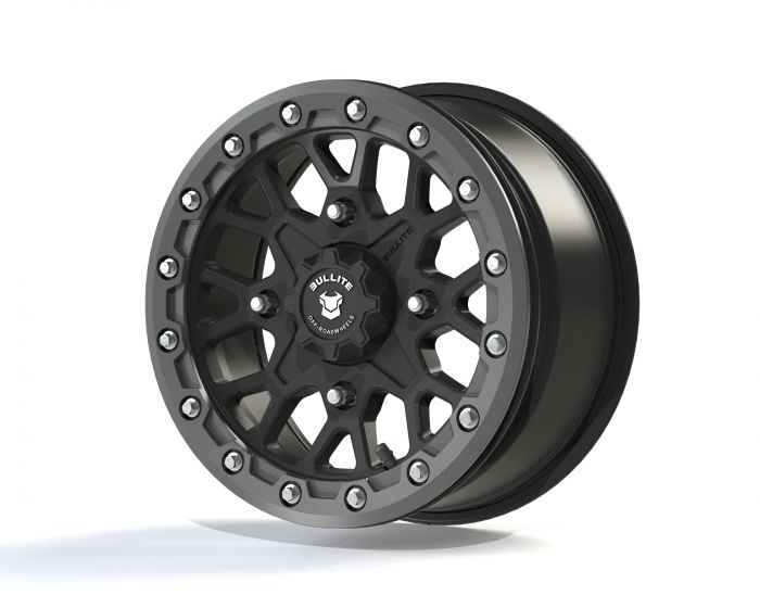 Bullite Rider Wheel 14x7 Black/Gun Metal 4x137 5+2 - ATV/UTV wheel 14x7, 4x137, Black/Gun Metal - Click Image to Close