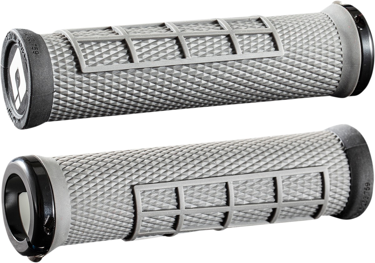 ODI Elite Flow v2.1 Lock-On Grips Gray Black Pair - Lock-on bicycle grips, gray/black, pair - Click Image to Close