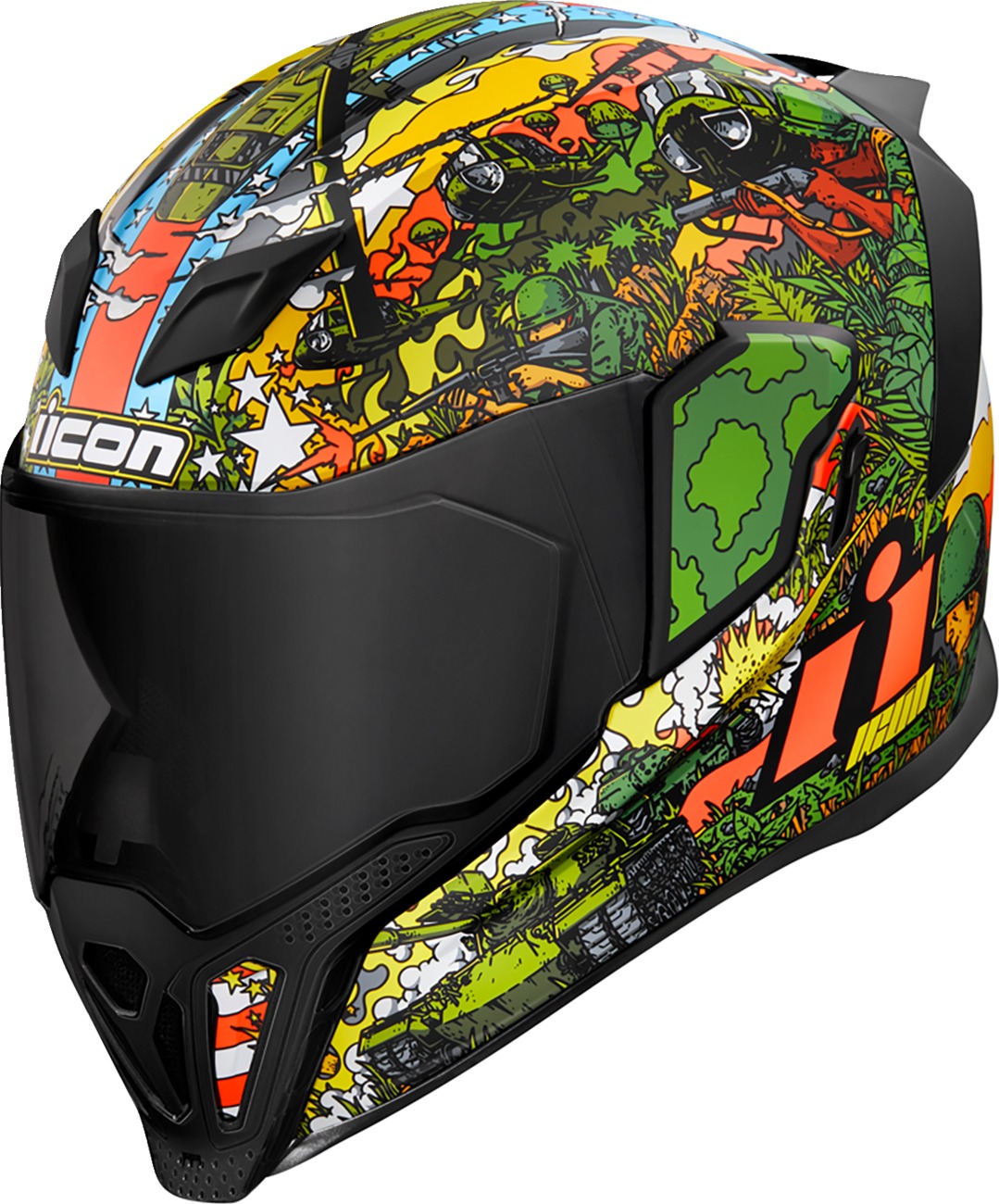 ICON Airflite GP23 Helmet - 2XL Matte Green - Full-face helmet with fog-free shield - Click Image to Close