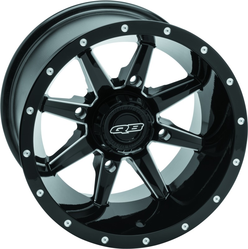 QuadBoss Slicer Wheel Black 15x7 4/156 4+3 Bolt Pattern - Click Image to Close