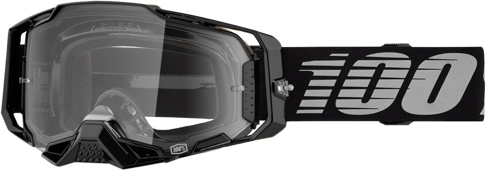 100 Percent Armega Goggle Black Clear Lens Offroad - Premium offroad goggle with clear lens - Click Image to Close