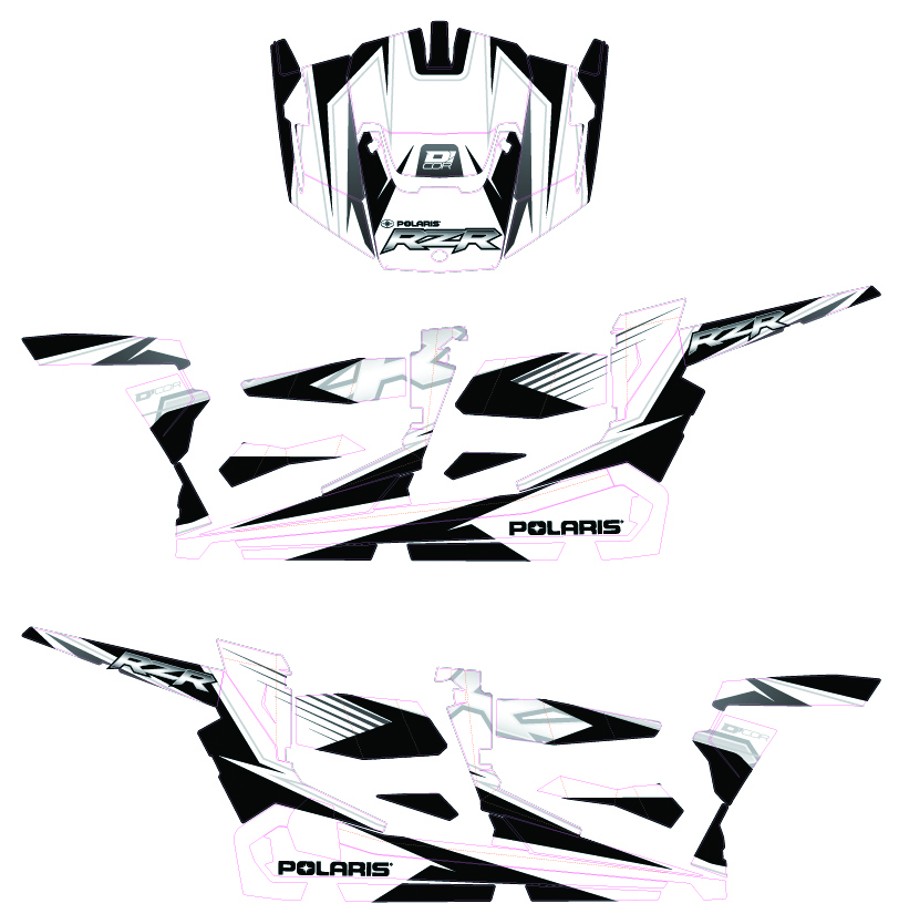 D'Cor Complete Graphic Kit White/Black/Silver For 14-17 Polaris RZR XP - Click Image to Close