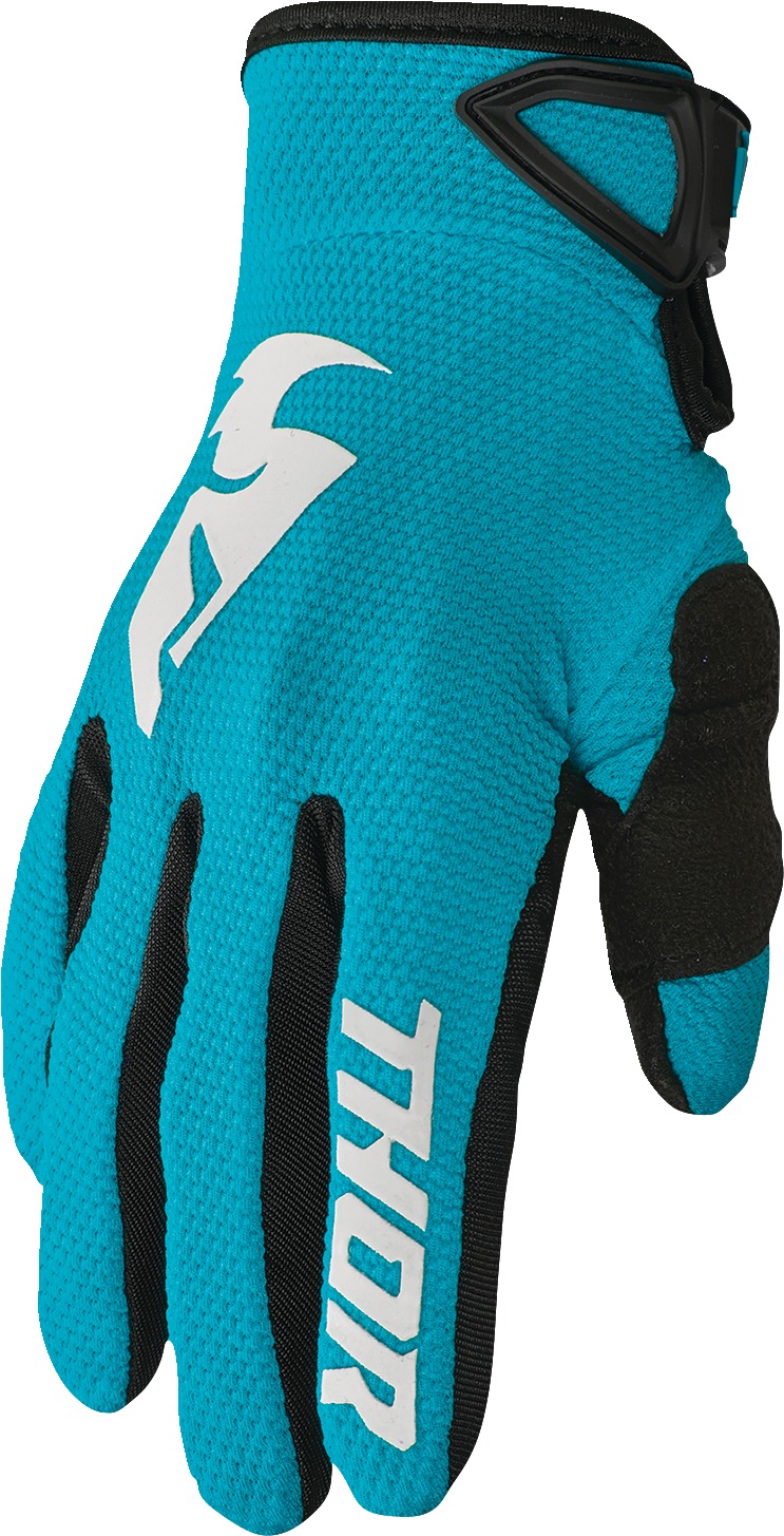 Thor Women's Sector Gloves Large Black/White/Aqua - Lightweight off-road gloves - Click Image to Close