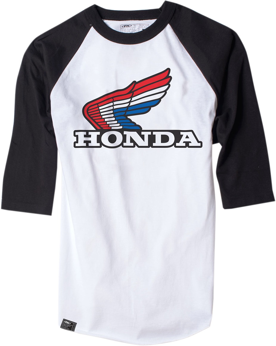 Men's Honda Vintage Baseball Tee White/Black Large Factory Effex - Click Image to Close