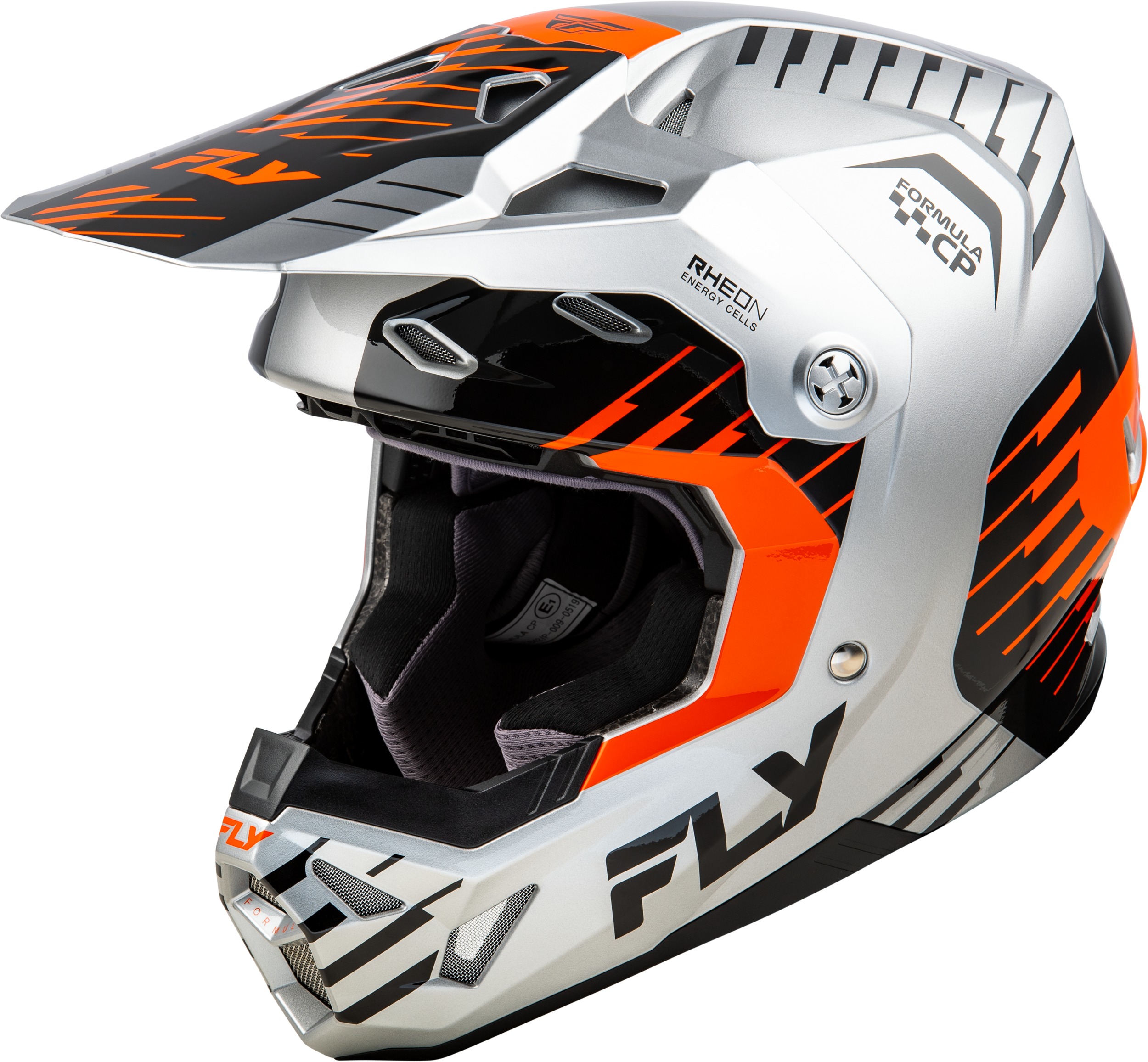 Fly Racing Formula CP Slice Helmet Grey/Orange/Black XS - ECE/DOT approved lightweight helmet - Click Image to Close