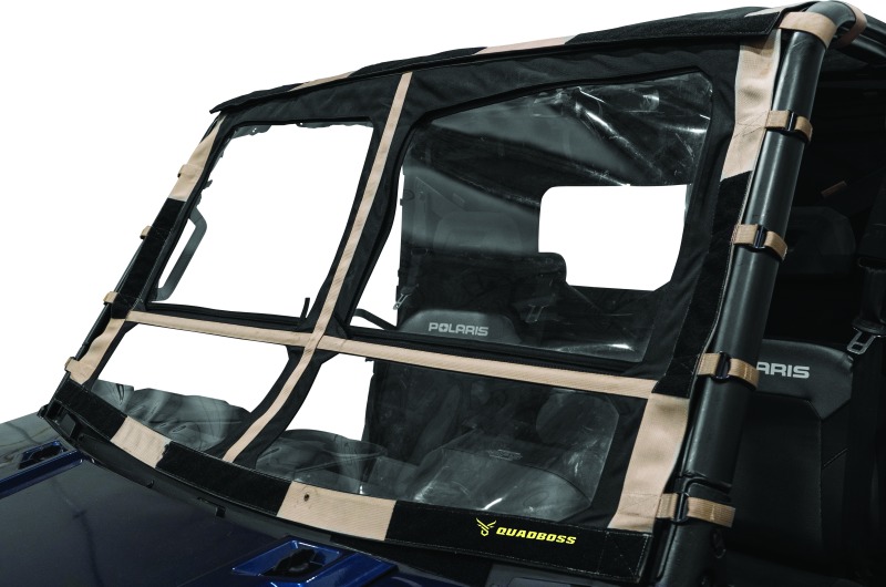 QuadBoss Soft Windshield Black Fits 15-19 Polaris Ranger 1000 Diesel - Click Image to Close