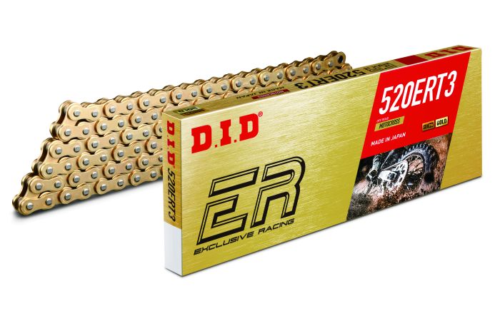 DID 520ERT3 Non-Sealed Motocross Chain Gold 114 Links - Non-sealed gold 520 chain, 114 links - Click Image to Close