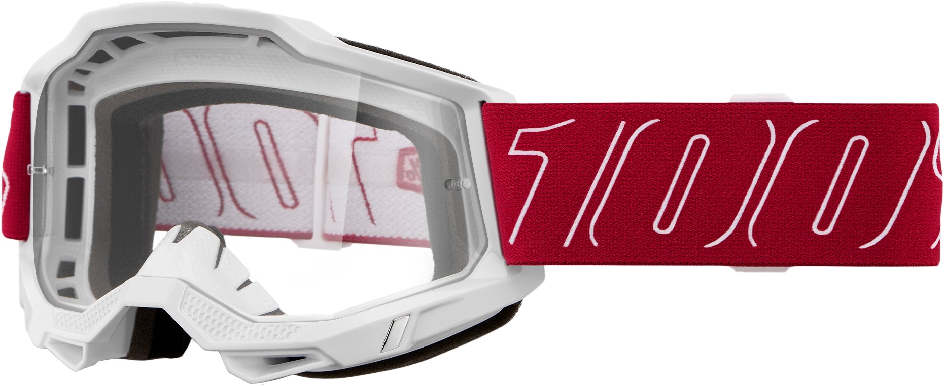100 Percent Accuri 2 Goggles Redline Clear Lens - Premium offroad goggles with clear lens - Click Image to Close