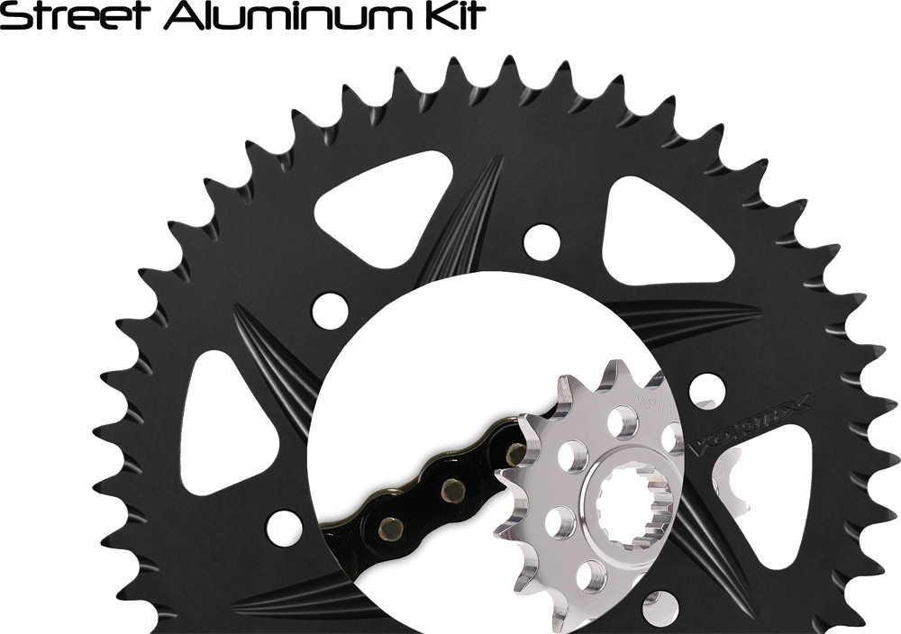 V3 Chain & Sprocket Kit Black SX Chain 520 14/43 Hardcoat Aluminum - For 91-97 Honda CBR600F2/F3 - Click Image to Close