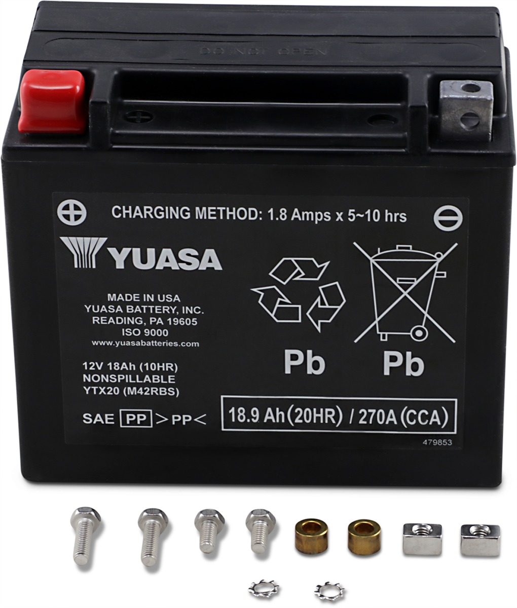 Yuasa YTX20 Maintenance Free AGM 12V Battery - Sealed AGM 12V battery, maintenance free, YTX20 type - Click Image to Close