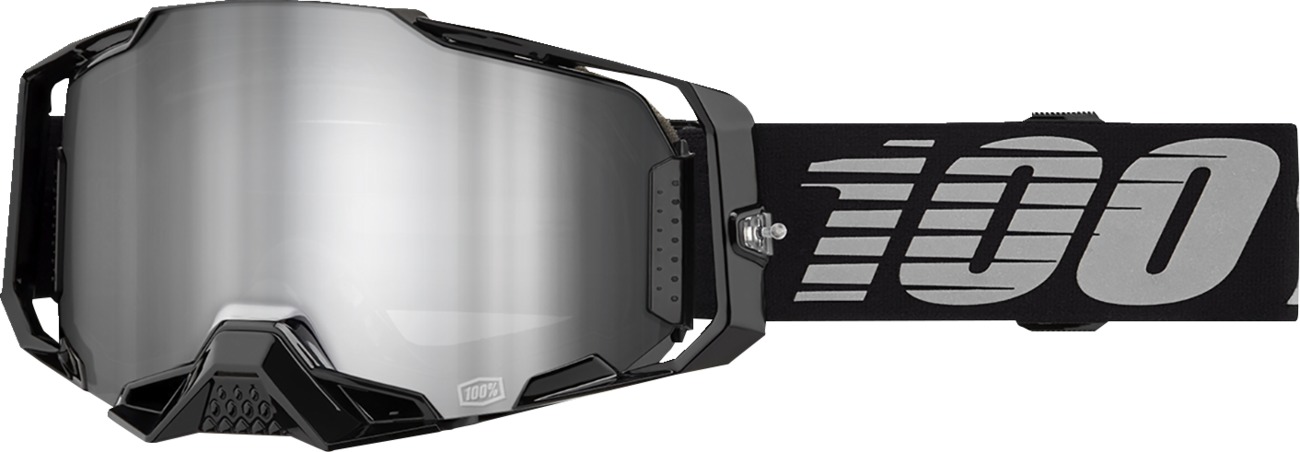 100% Armega Goggle Black Mirror Silver Lens Adult Unisex - Premium mirrored lens offroad goggles for adults - Click Image to Close