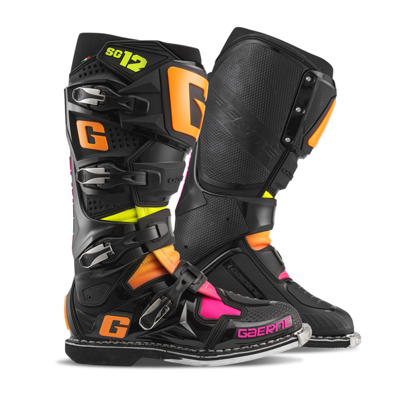 Gaerne SG12 Limited Edition Motocross Boot Black/Orange/Pink Size 13 - Premium motocross boot, Black/Orange/Pink, Size 13 - Click Image to Close