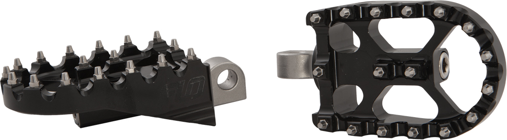 FLO Motorsports Moto Style Footpeg Set Black 2x3.125 in For Harley Davidson - Click Image to Close