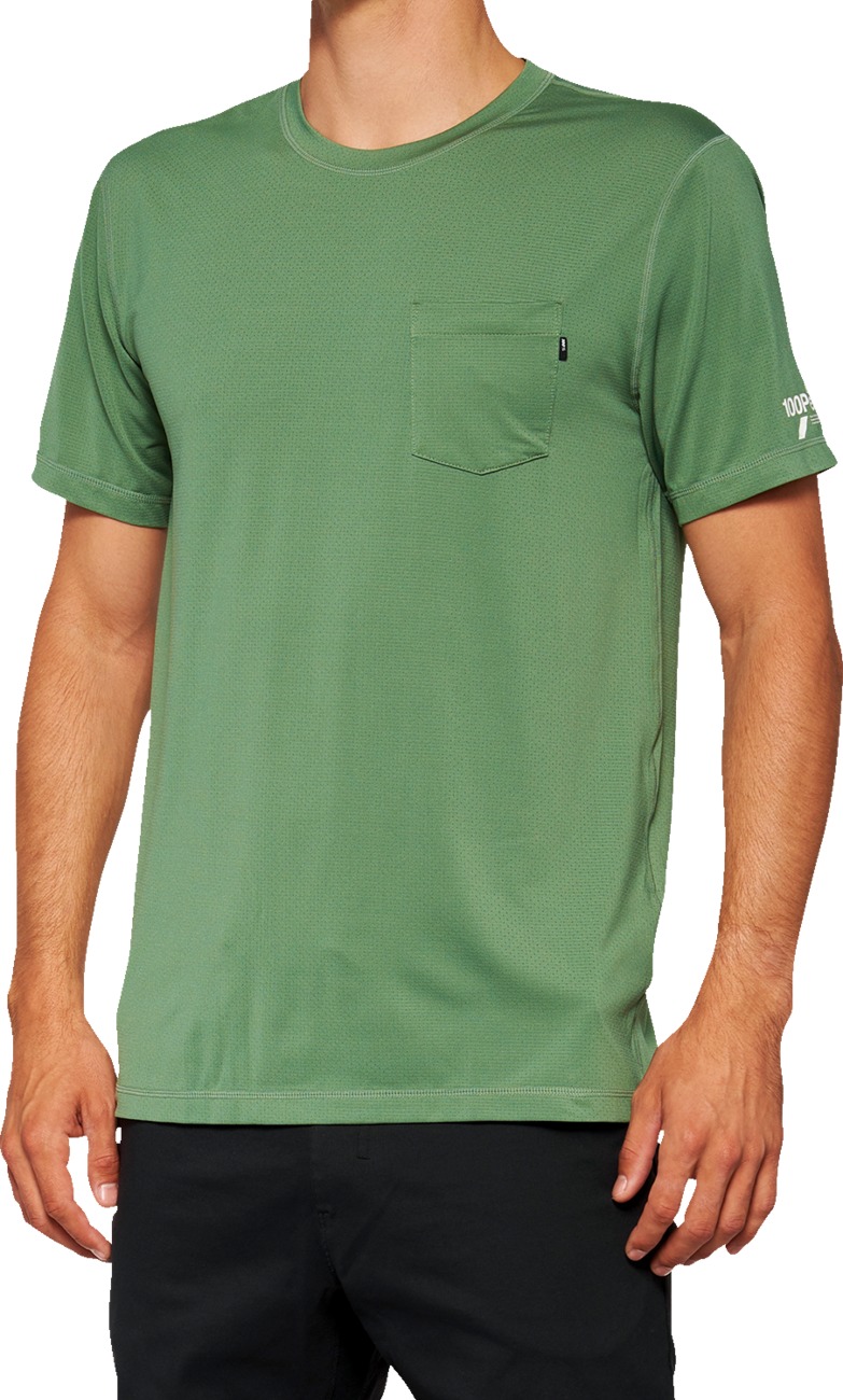 100% Men's Mission Athletic Tee Olive Size Small - Click Image to Close