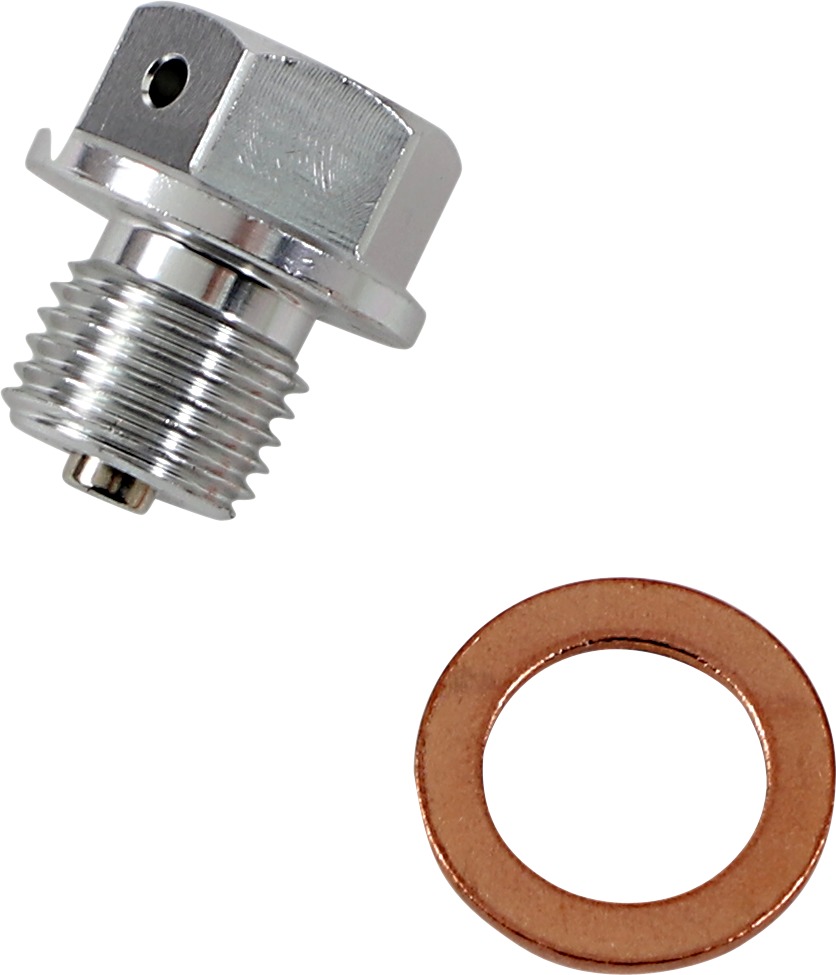 Moose Magnetic Drain Plug M12x1.25x10mm Anodized Silver Aluminum - Click Image to Close