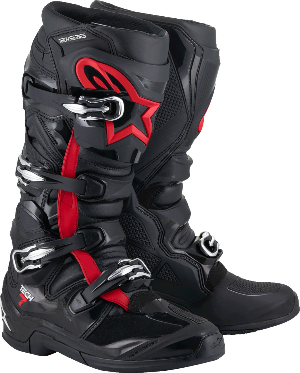 Alpinestars Tech 7 Boots Black/Fluorescent Red US 14 - Off-road riding boots in size US 14 - Click Image to Close