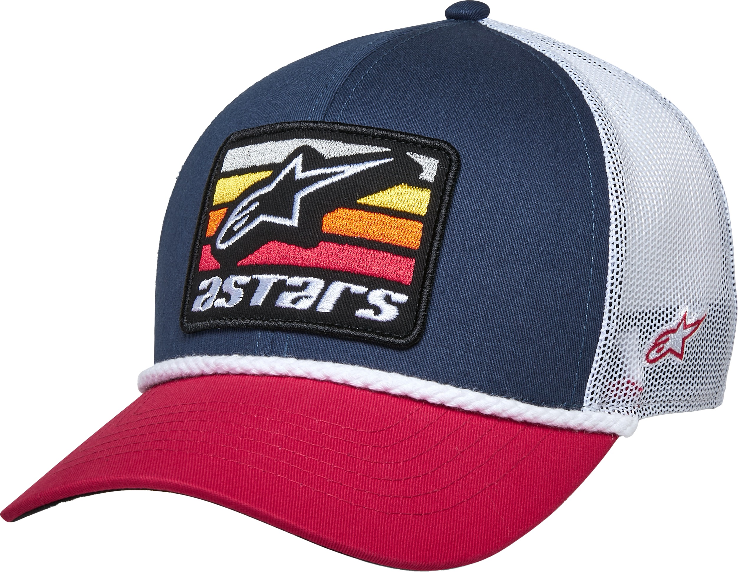 Alpinestars Selica Trucker Hat Navy/Red/White Men's - Men's navy/red/white trucker hat with snap back - Click Image to Close