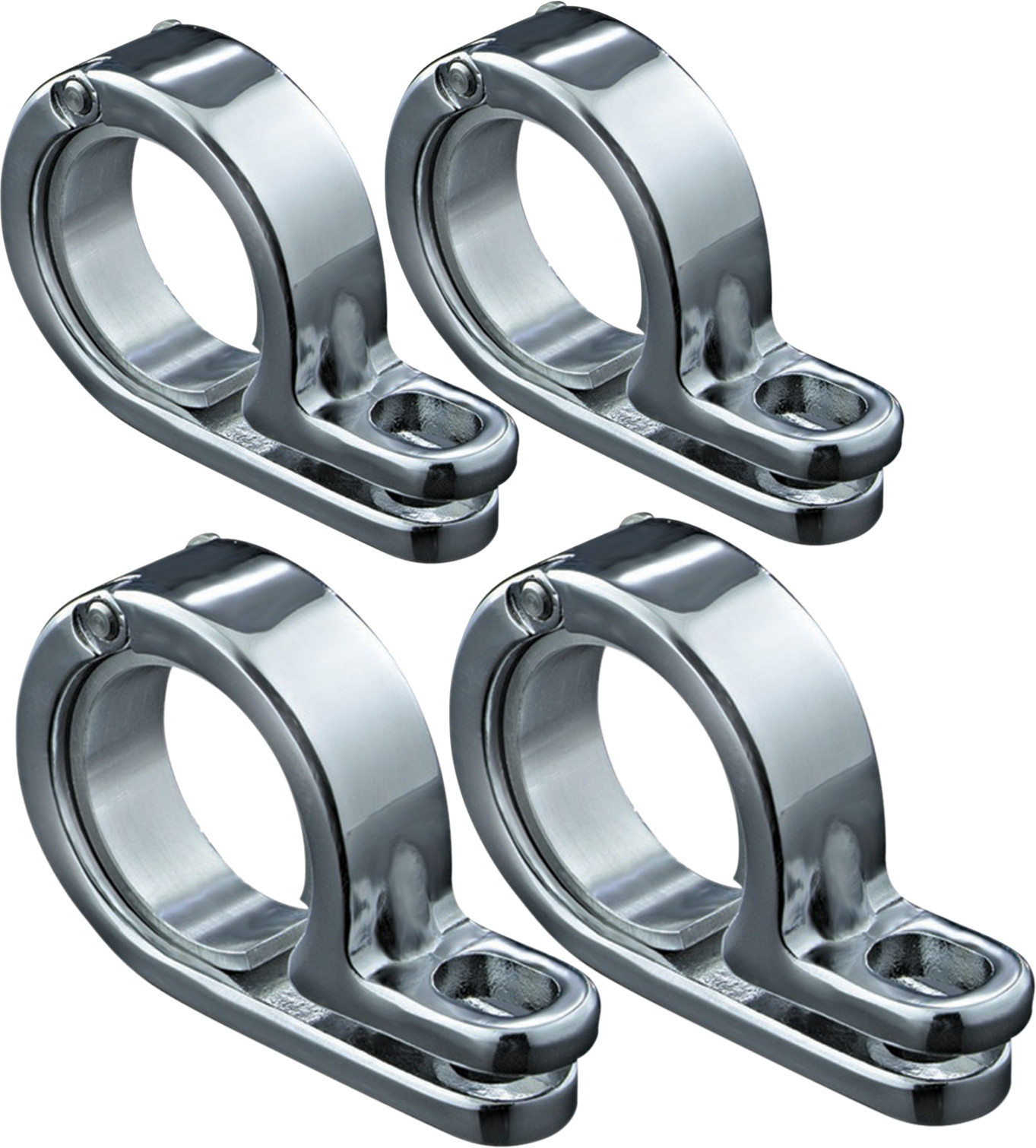 7/8" or 1" P-Clamp Set, Chromed Stainless Steel w/ Hinge - Four Pack of 4018 - Click Image to Close