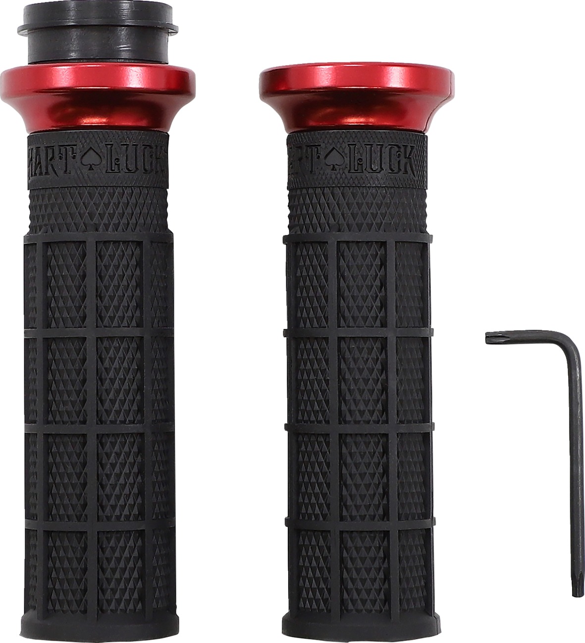 ODI Hart-Luck V-Twin Lock-On Grips Black/Red 1in Throttle-by-Wire For Harley - Click Image to Close