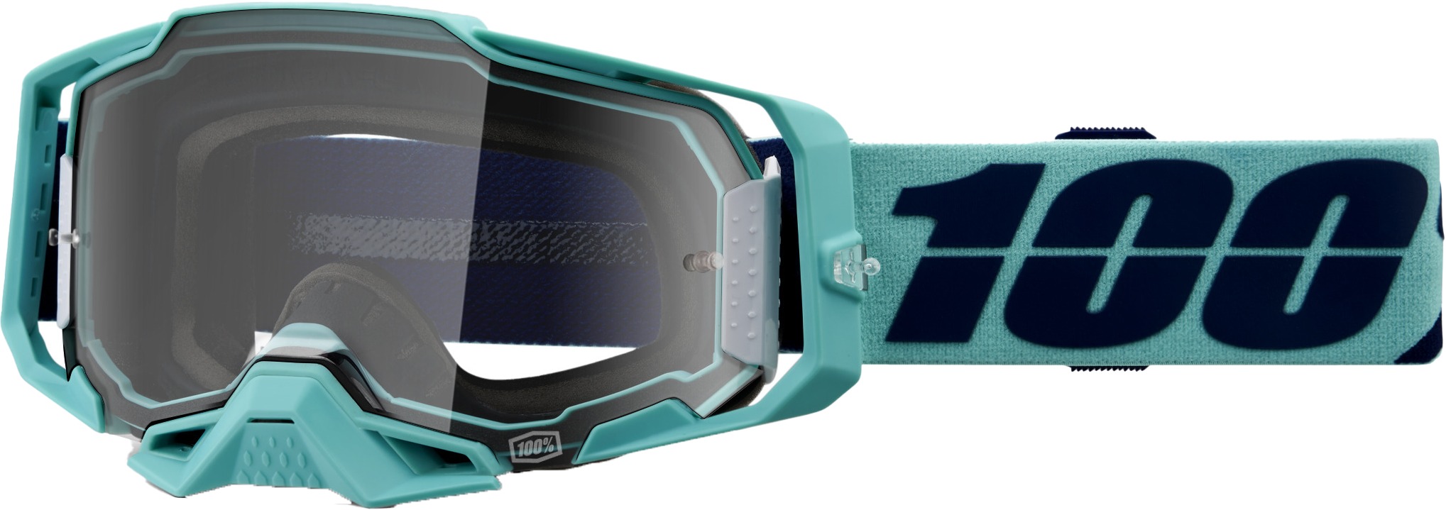 100% Armega Goggles Esterel Teal Clear Lens Adult Unisex - Premium clear lens goggles for offroad and motocross - Click Image to Close