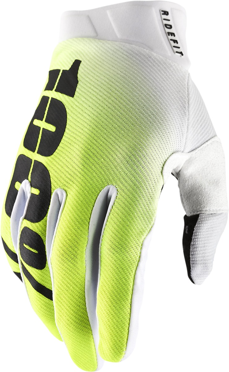 100% Ridefit KORP Gloves Men's Large Korpo Yellow White - MX short cuff gloves, men's large, Korpo Yellow/White - Click Image to Close