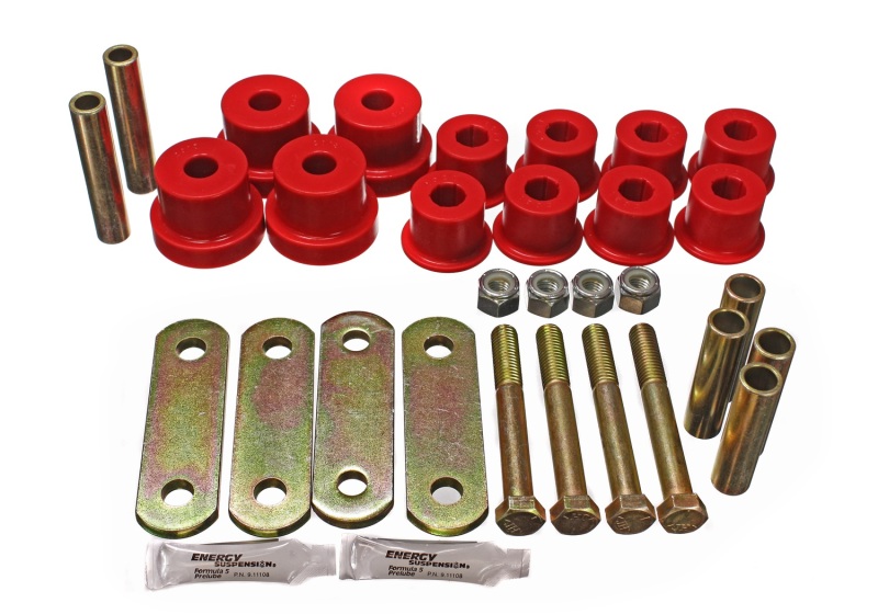 Red Heavy Duty Shackle Set w/Hardware Fits 67-81 Chevrolet Camaro - Click Image to Close