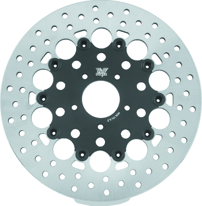 TwinPower Front Floating Brake Rotor 11.8in Black For FLH FLT FLHR Dyna - Front 11.8in floating rotor For FLH FLT FLHR Dyna - Click Image to Close