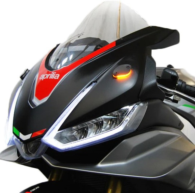 Mirror Block Off Turn Signals Black by NRC Fits 21-24 Aprilia RSV4 - Click Image to Close