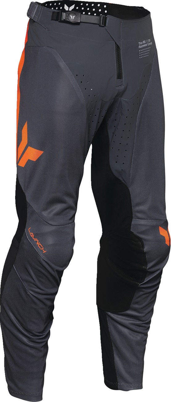 Thor Launchmode Vented Raid Pants Charcoal Gray Orange Black Men's 34 - Men's vented off-road pants size 34 in Raid graphic - Click Image to Close
