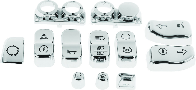 Bikers Choice Chrome Switch Cap Kit For 16-Up FLHTCU - Chrome switch cap kit for 16-Up FLHTCU models - Click Image to Close