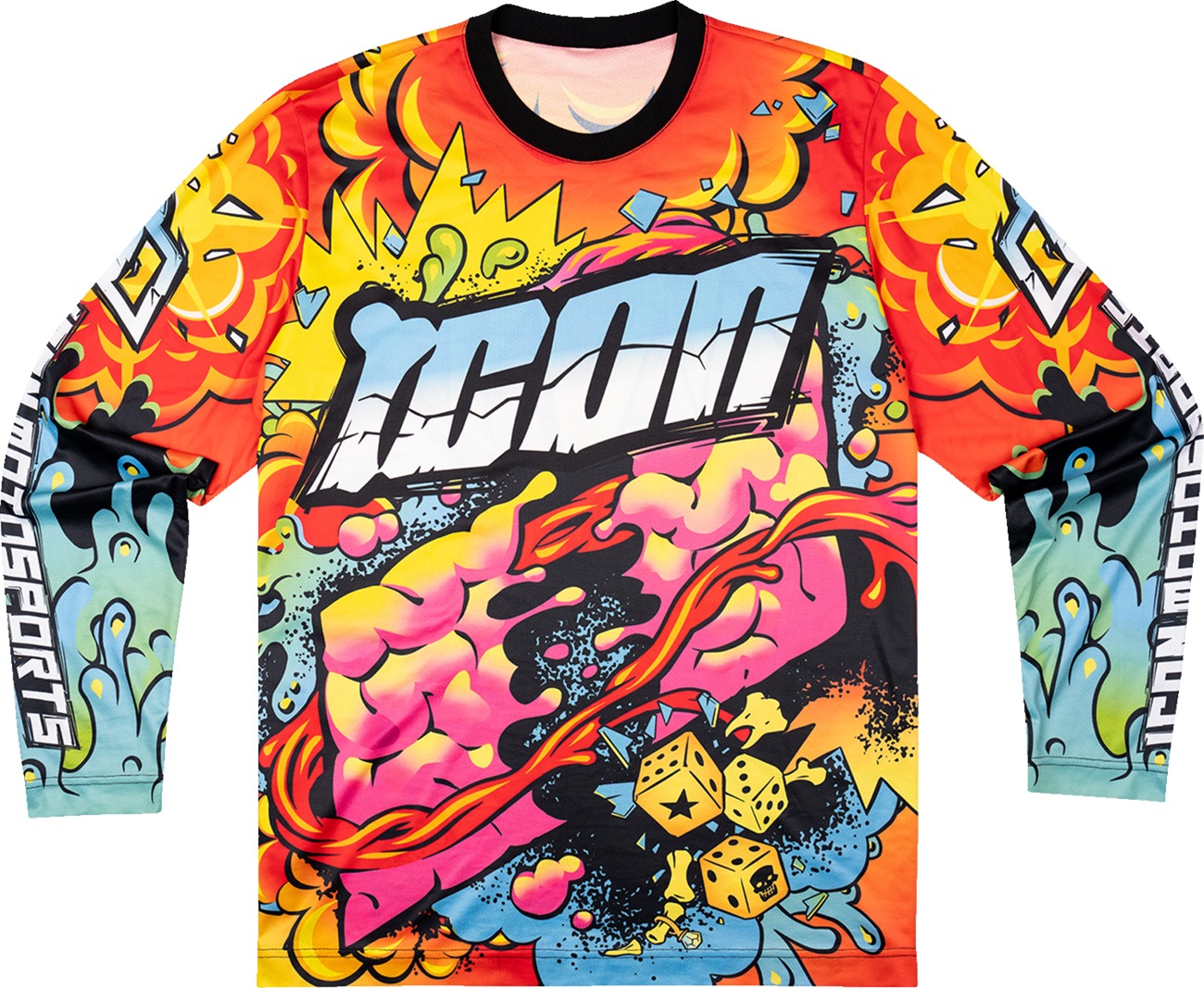 ICON Scatterbrain Jersey XL Men's Yellow/Orange - Men's XL jersey with vivid graphics - Click Image to Close