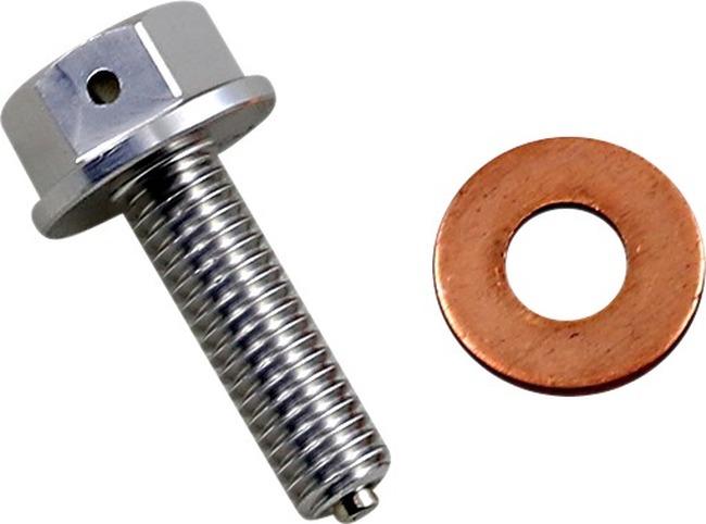 Moose Magnetic Drain Plug M8x1.25x25mm Silver w/ Washer - Click Image to Close
