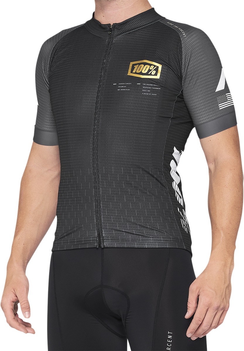 100% Exceeda Short-Sleeve Jersey Black/White Men's Size S - Moisture-wicking men's cycling jersey, Size S - Click Image to Close