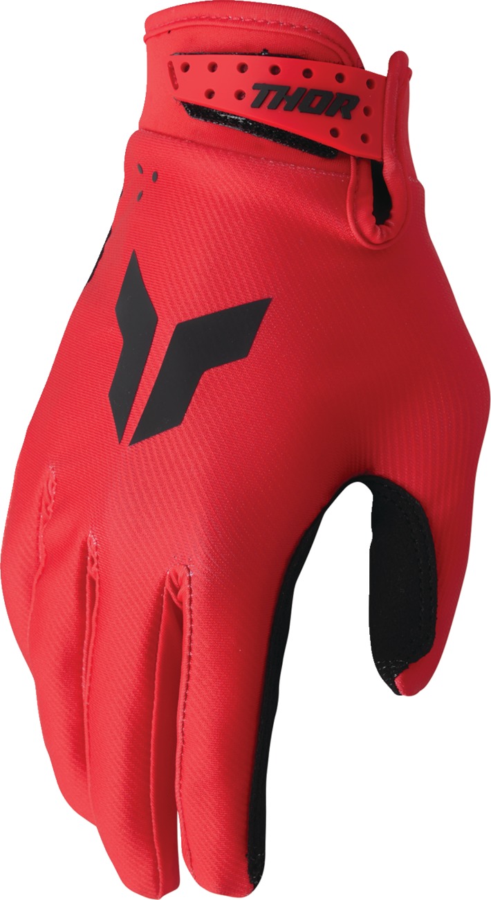 THOR LAUNCHMODE Gloves Men's XS Black/Red - Short cuff gloves for off-road & street riding - Click Image to Close