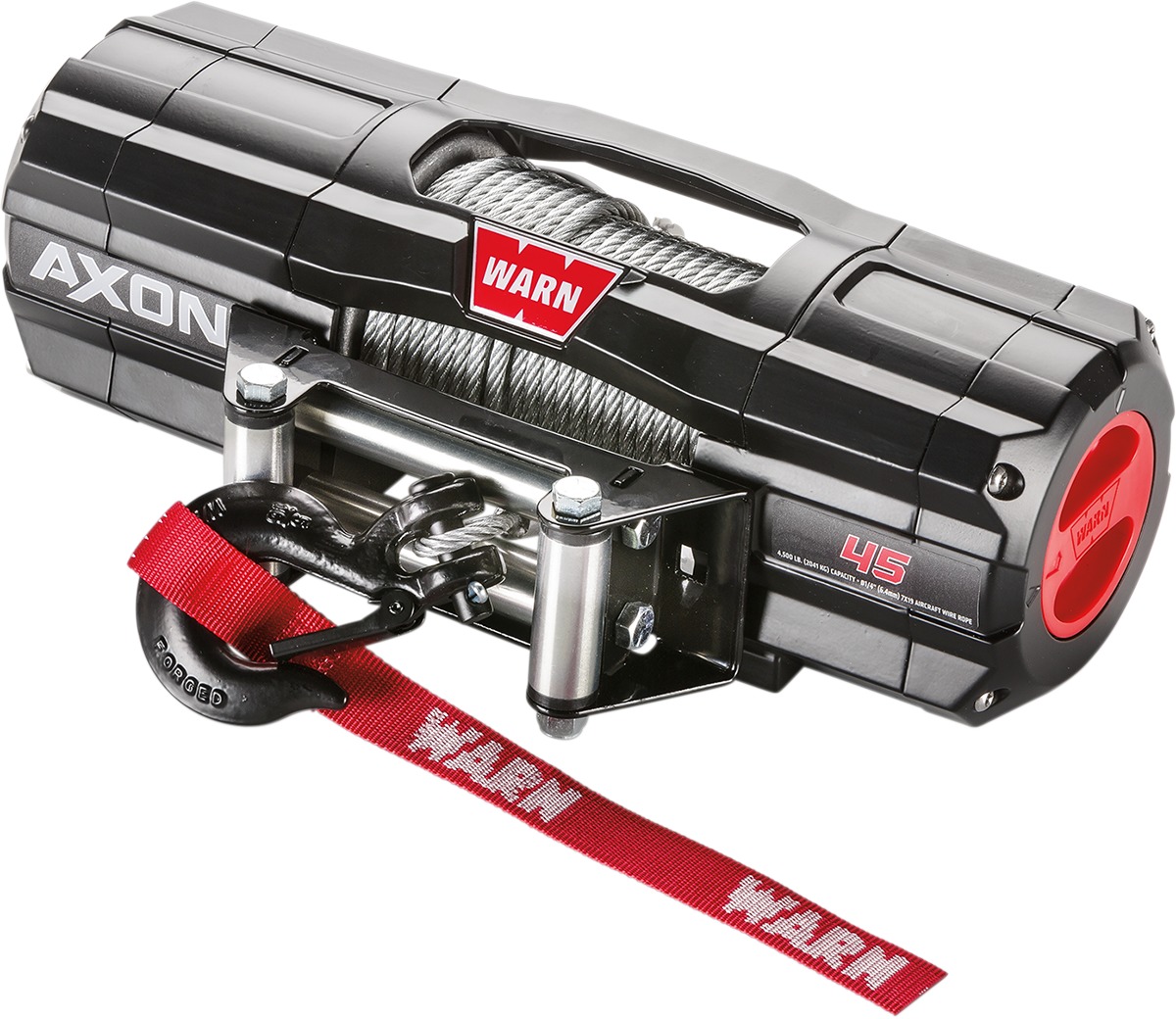 Warn Axon 4500 Winch with Wire Rope - Black - Click Image to Close