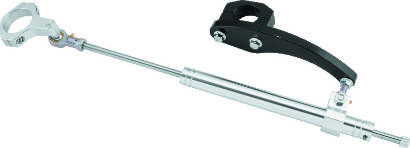 Twin Power Steering Damper Kit Satin For 09-13 FLH FLT Models - Original steering damper kit for 09-13 FLH FLT - Click Image to Close