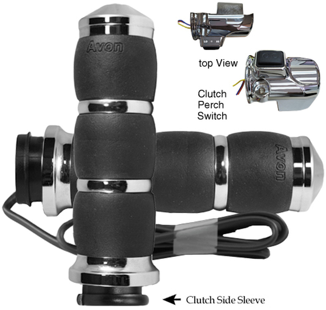 Avon Velvet Air FBW Heated Grips Chrome For 15-Up Road Glide - Heated grips for 15-up Road Glide, chrome finish - Click Image to Close