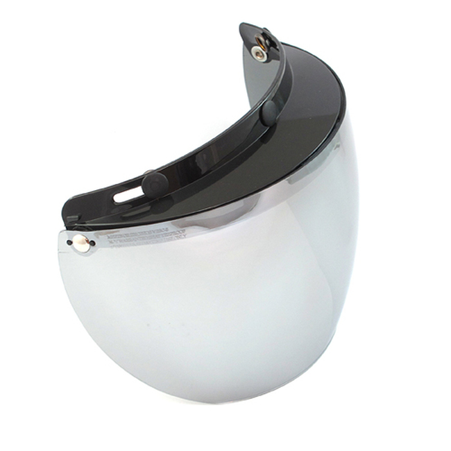 Echo 3-Snap Flip Shield Silver Mirror for Open Face Helmets - Silver mirror 3-snap flip shield for open face helmets - Click Image to Close