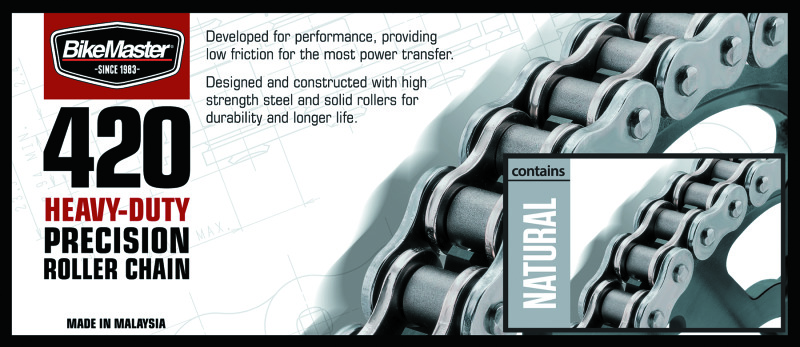BikeMaster 420H x 100 Heavy Duty Motorcycle Chain - Heavy-duty 420H x 100 link chain for motorcycles - Click Image to Close