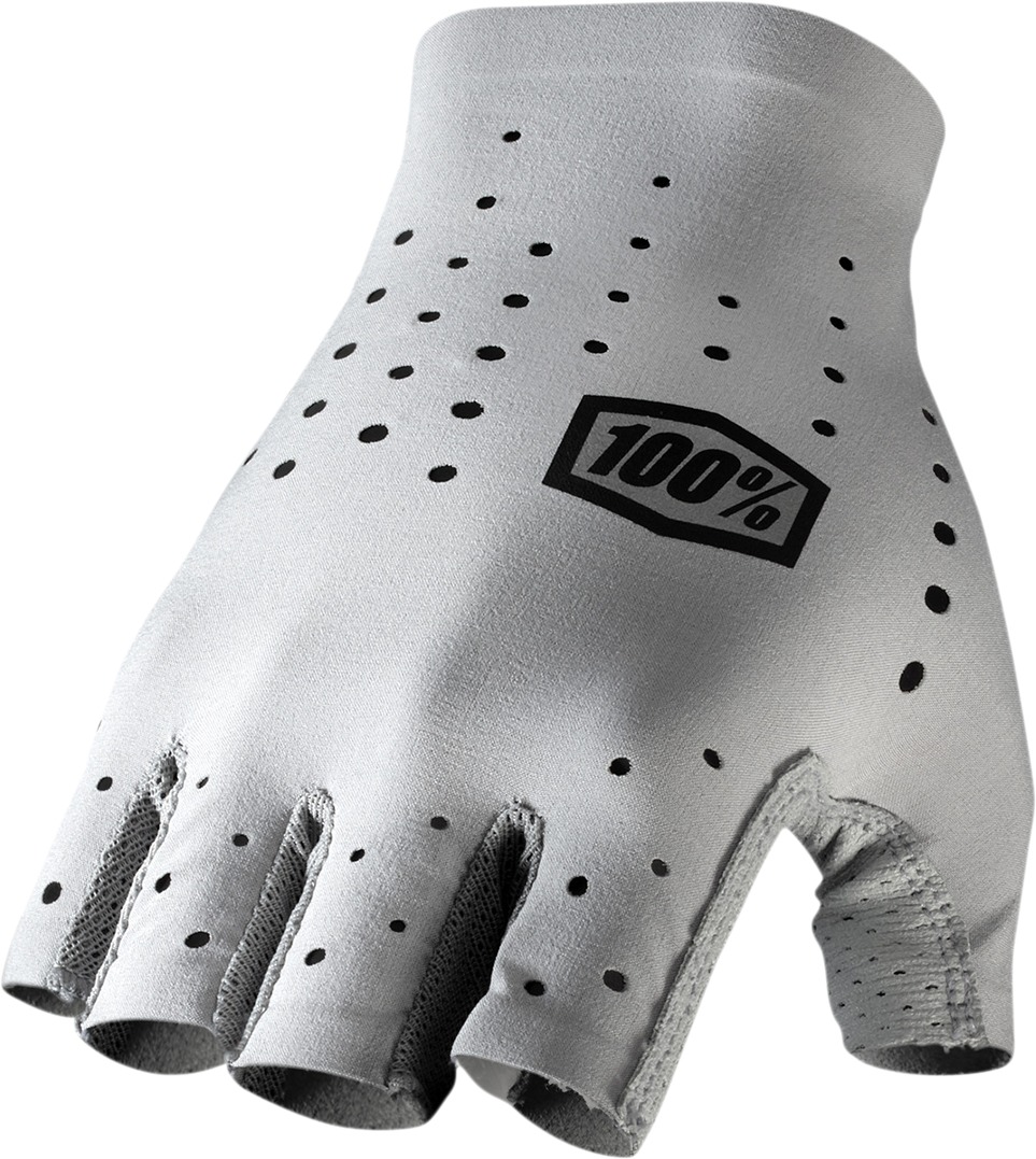 100% Sling Short Finger MTB Gloves Gray Men's Small - Breathable fingerless MTB gloves in gray, size S - Click Image to Close