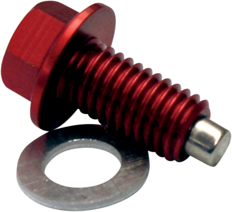 Moose Magnetic Drain Plug M10x1.5x22mm Red w/ Washer - Click Image to Close