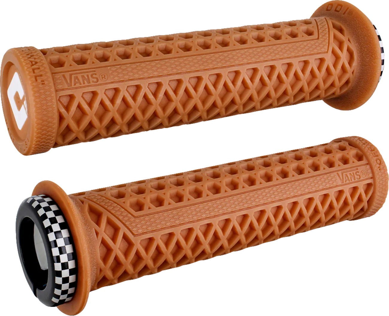 ODI Vans V2.1 Lock-On Grips Gum Rubber Black Check 135mm Pair - Lock-On grips, 135mm, Black/Gum Rubber, Pair - Click Image to Close