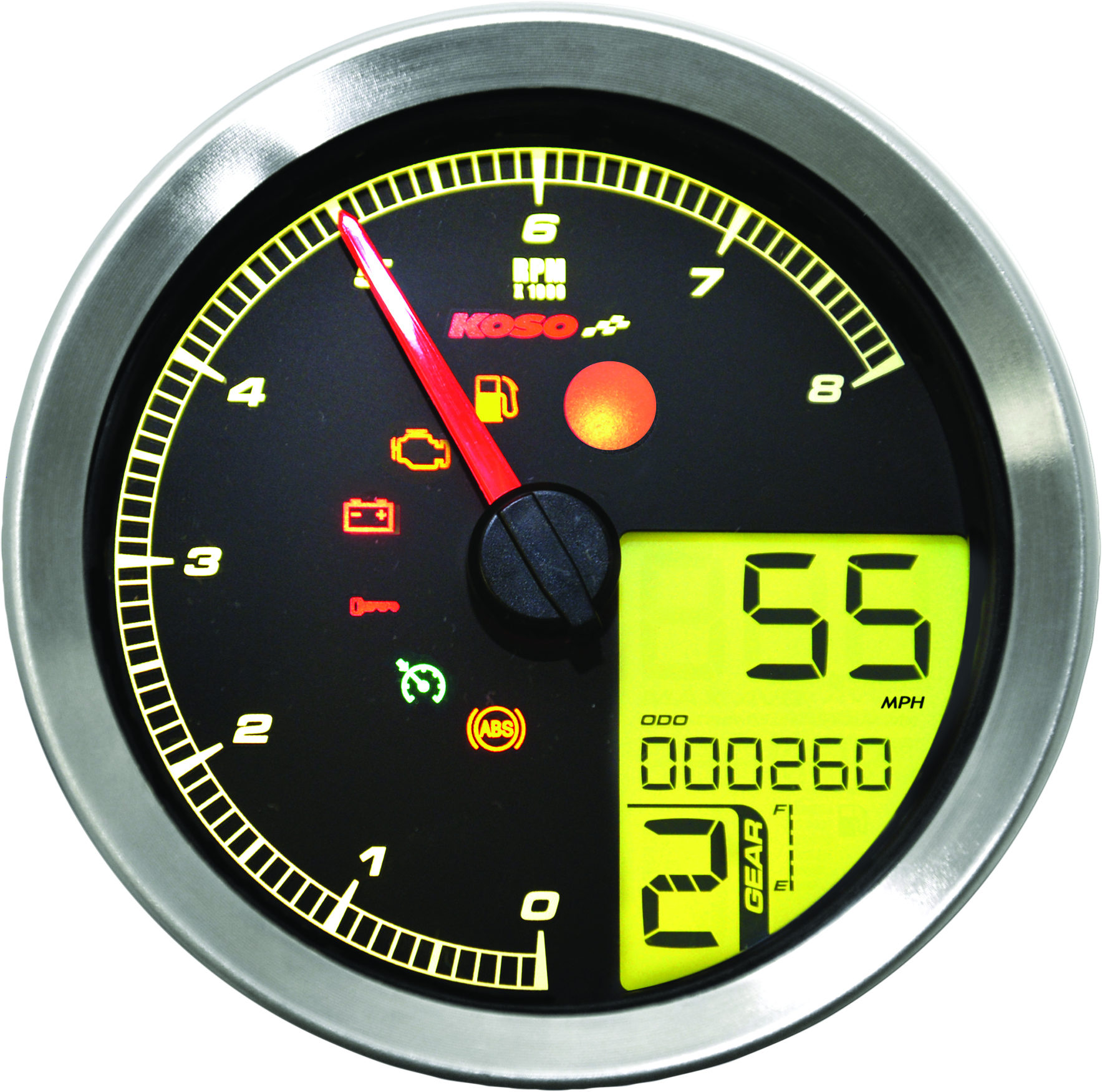 LCD Color Change Speedo and Tachometer Silver - Click Image to Close