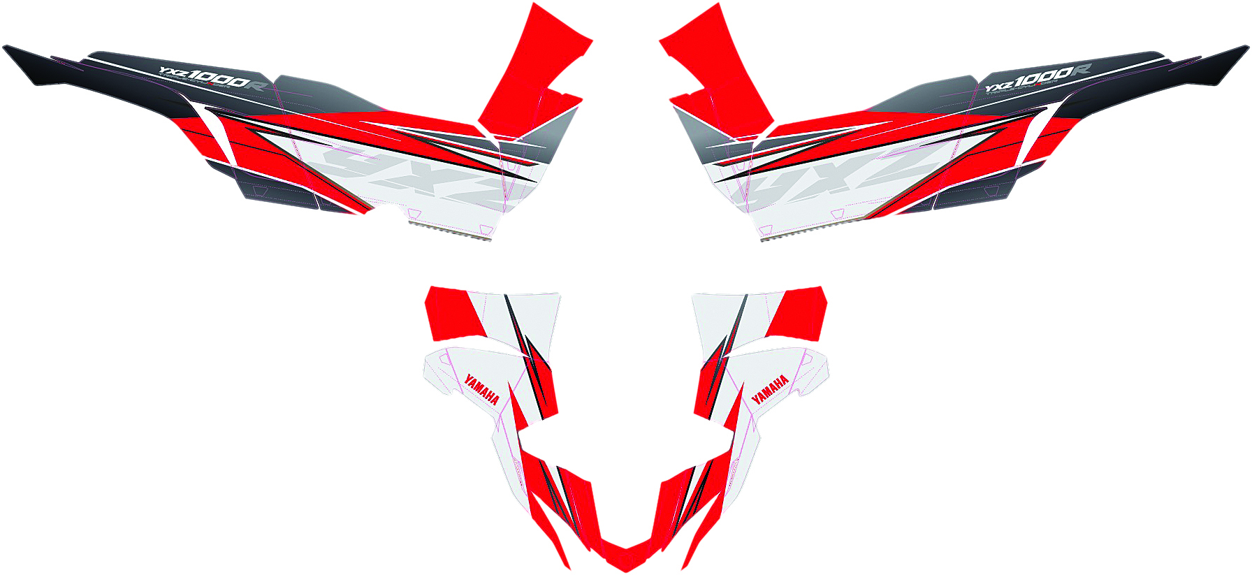 D'Cor Graphics Kit Grey/Red Fits Yamaha YXZ1000 - Click Image to Close