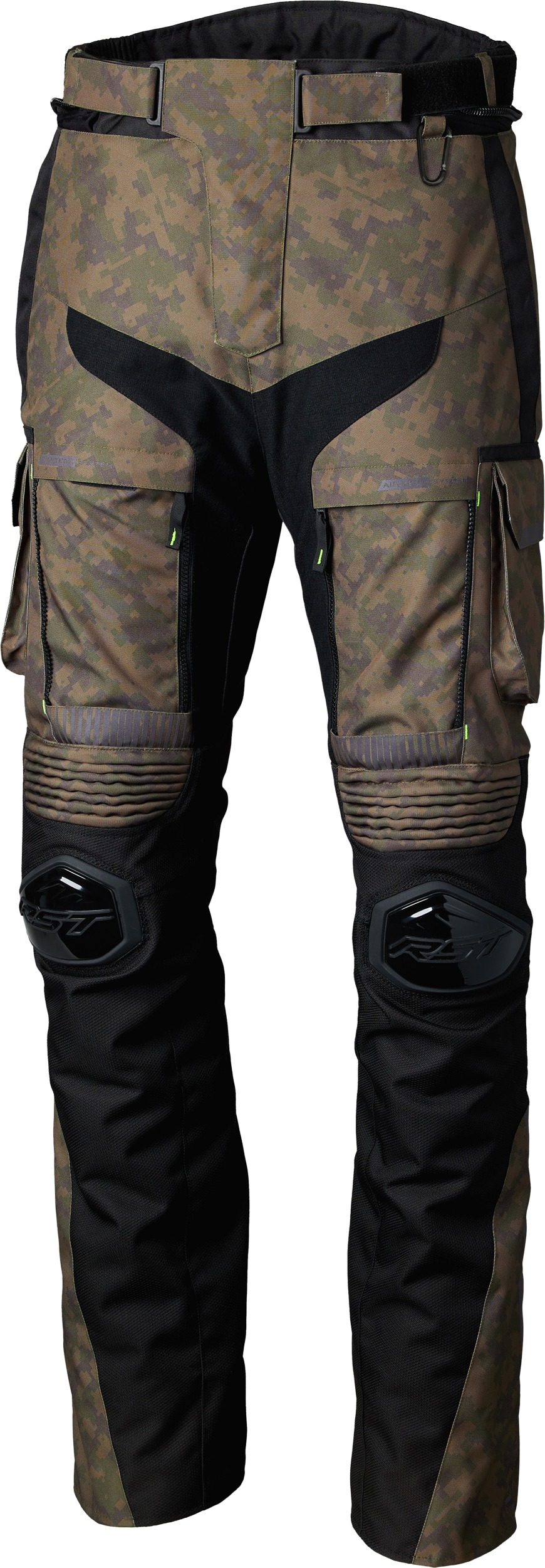 RST Pro Series Ranger CE Pants Digi Green Textile US 30 - Adventure touring pants in green, size US 30 - Click Image to Close