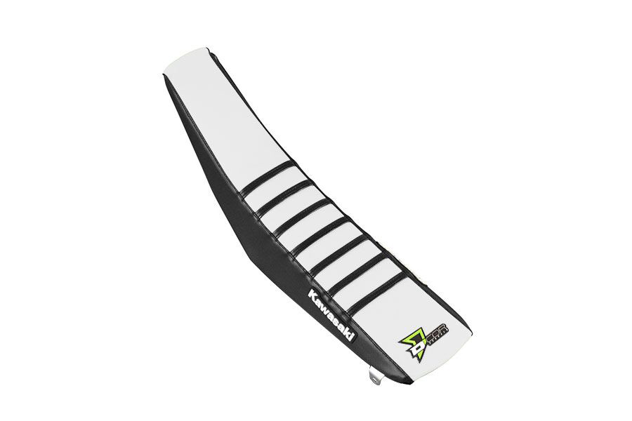 D'Cor Seat Cover Black/White with Black Ribs Fits 19-20 Kawasaki KX450 - Click Image to Close