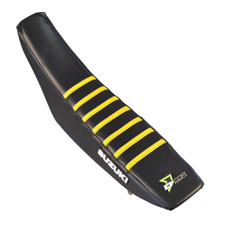D'Cor Black Seat Cover w/Yellow Ribs Fits 18-19 Suzuki RMZ450 RMZ250 - Click Image to Close